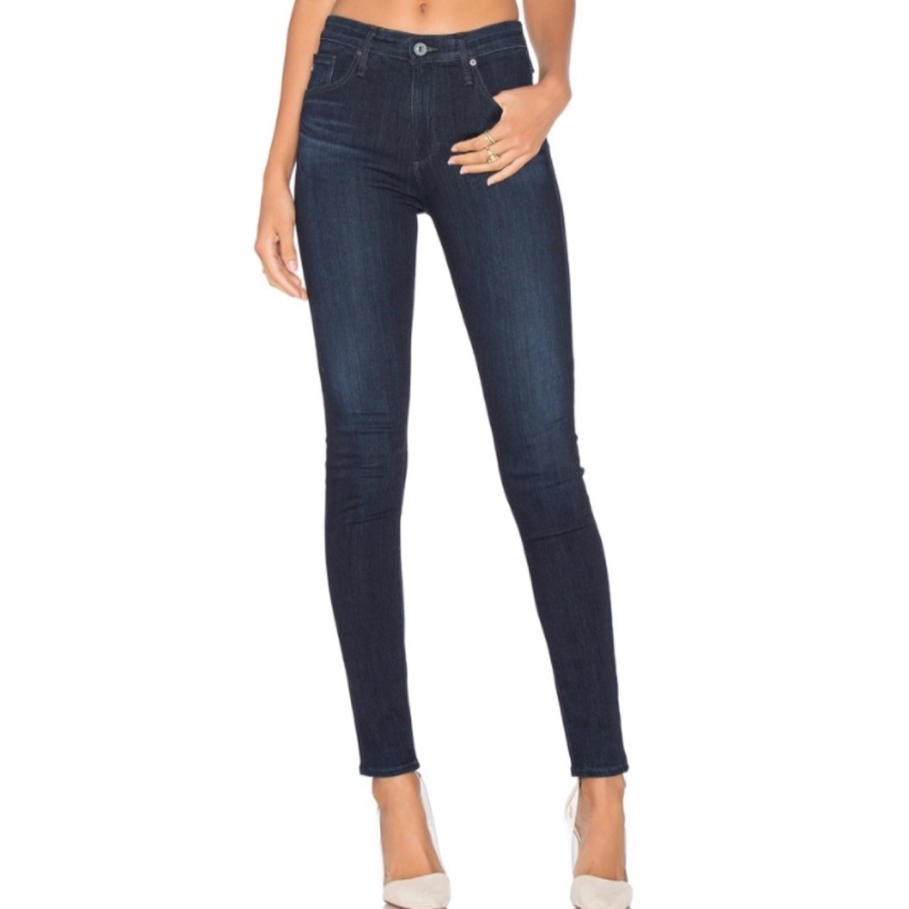 AG Adriano Goldschmied High Rise Skinny Jeans - Dark Indigo Blue